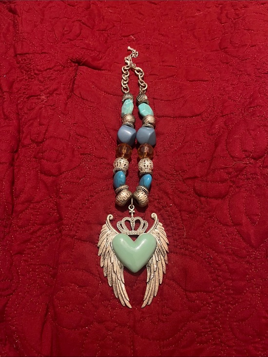 Hand Crafted Jewelry - Gothic-motif meets Bohemian Flair Heart Wing Pendant Necklace